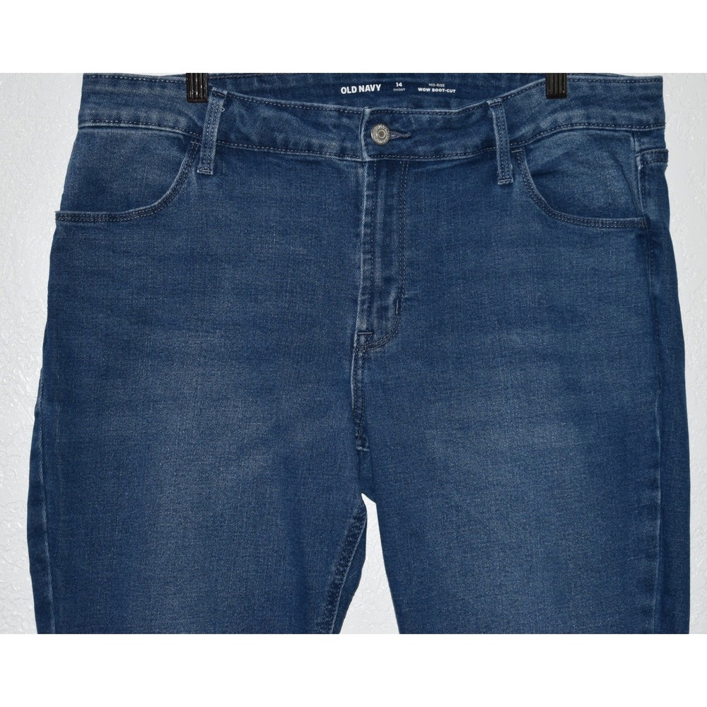 Old Navy Wow Boot-Cut Jeans 14 Short Mid-Rise Medium Wash Blue Denim 5-Pocket